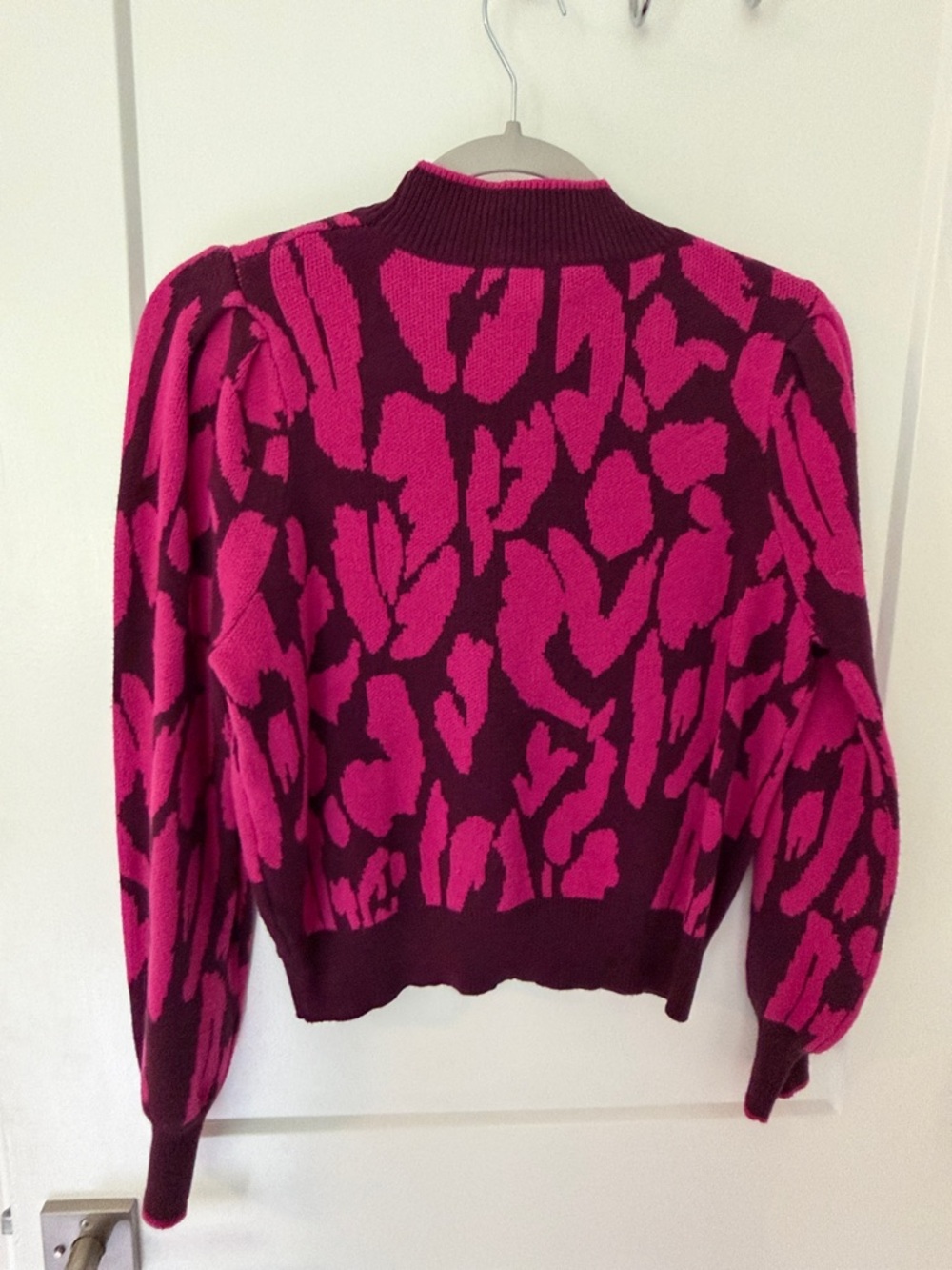 Who What Wear Fuchsia and Plum Patterned Turtleneck Sweater - Picture 3 of 4
